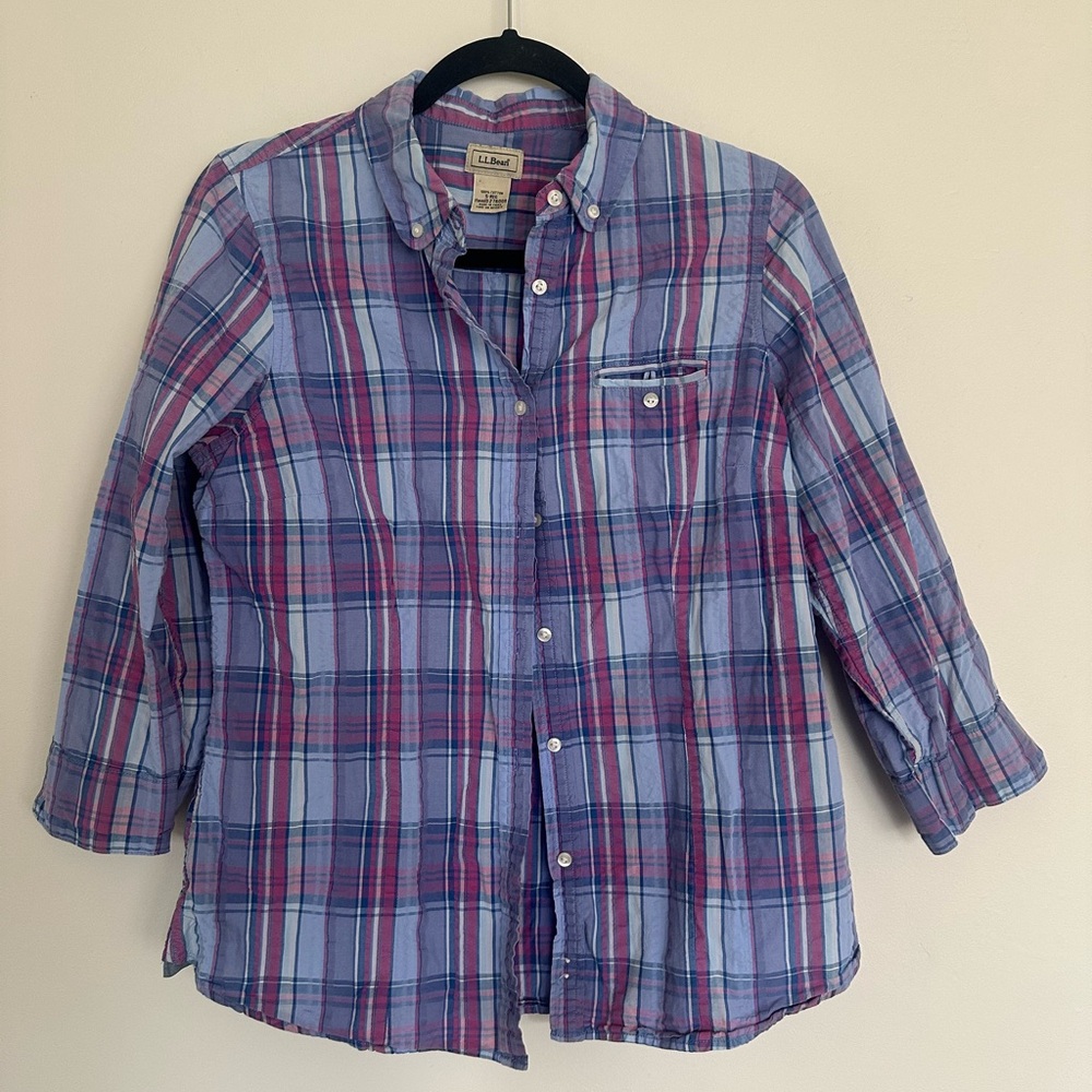 L.L.Bean‎ Women’s Plaid Button-Down Shirt Size S Regular – EUC